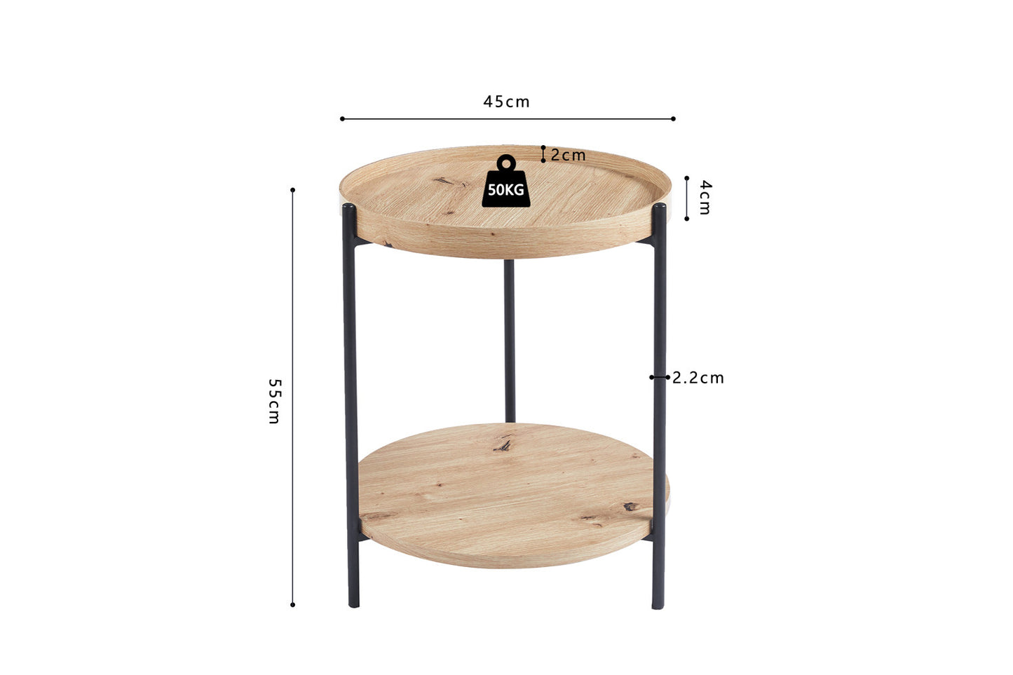 Salontafel 'Dalina' 45 cm Decor Oude eik