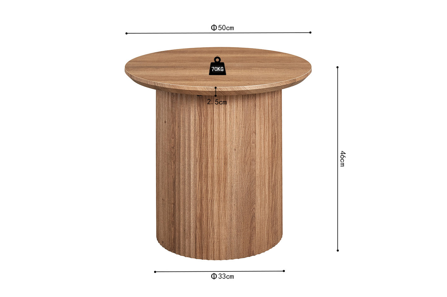 Salontafel 'Lagos' 50 cm Rond Decor Donkerbruin