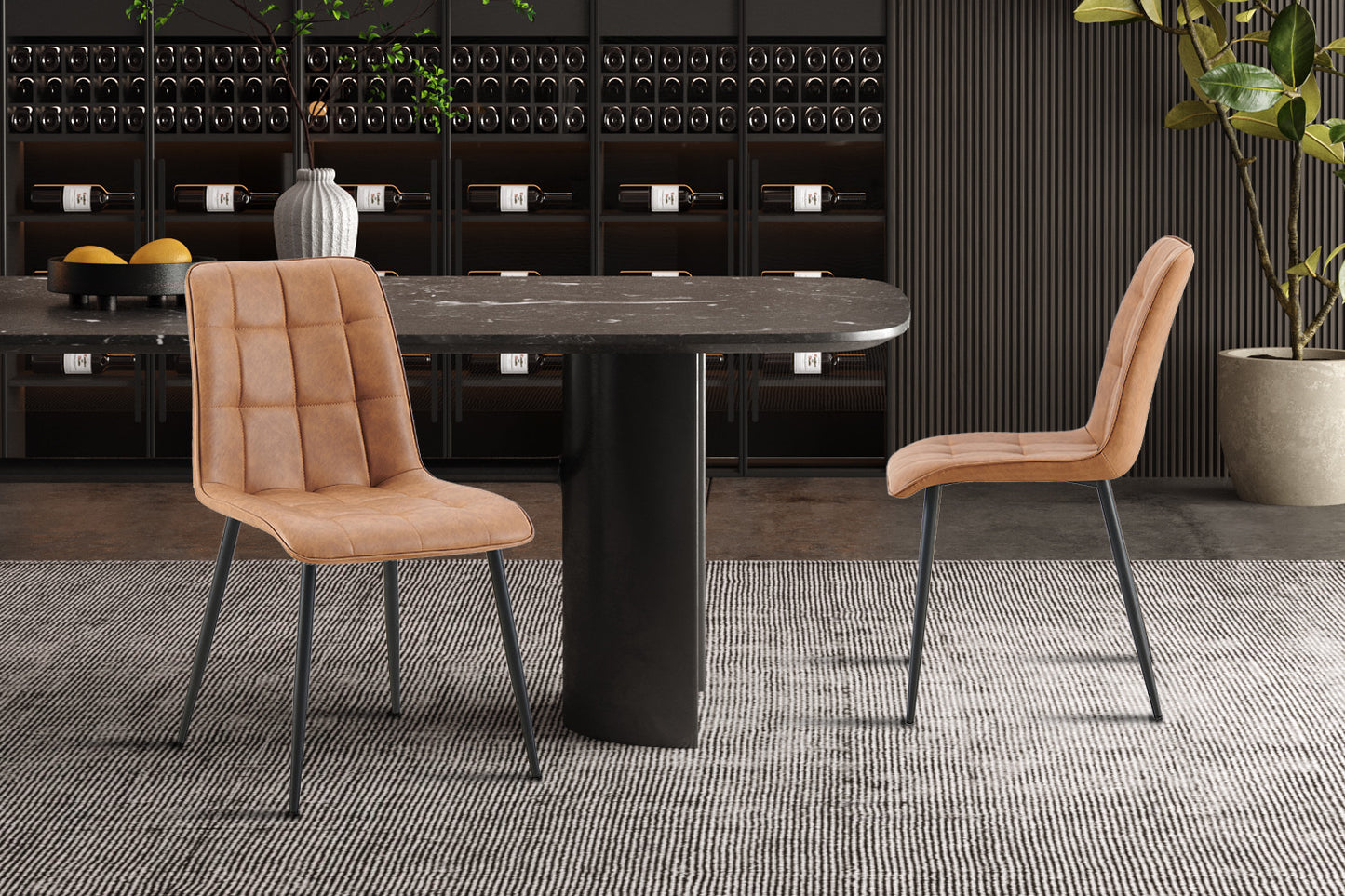 Set van 4 stoelen 'Furas' Vintage PU Cognac