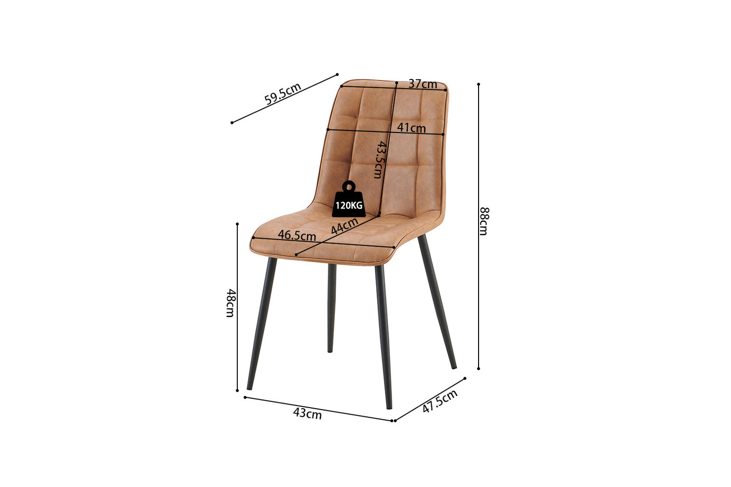 Set van 4 stoelen 'Furas' Vintage PU Cognac