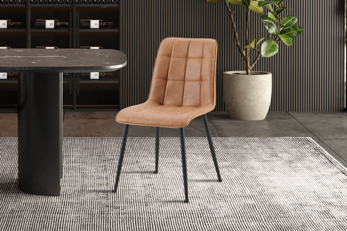 Set van 4 stoelen 'Furas' Vintage PU Cognac