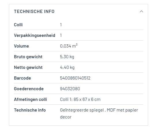 Spiegel 'Roza' 80x60 Oude eik