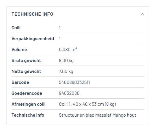 Bijzettafel 'Victor' Mango hout Lichtbruin