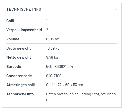 Stoel 'Mahi' Draaibaar Stof Peper (2 per doos)