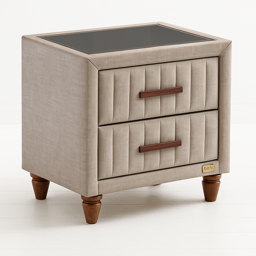 Kapok Naturel Nachtkastje Glass