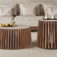 Salontafel 'Luuk' 70 cm Rond Mango hout met Travertin Beige