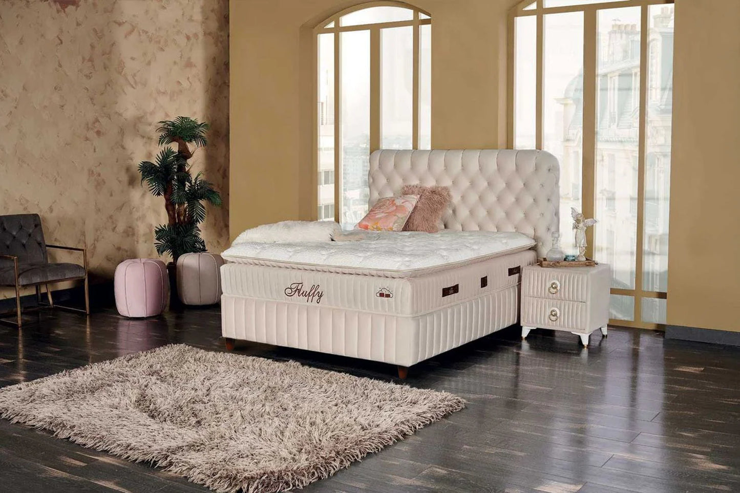 Fluffy Boxspring Set