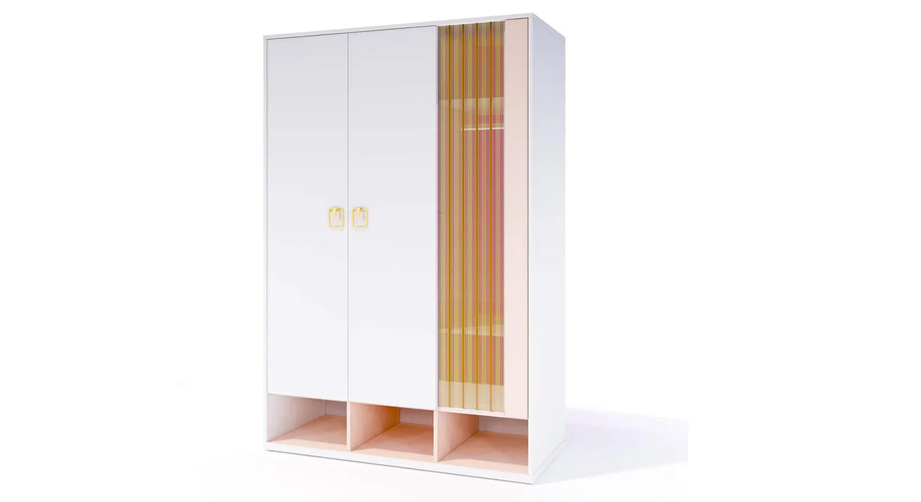 Rosa Kledingkast met 3 Deuren