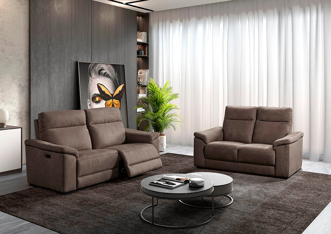 MIRABEL DRIEZIT MET 2 ELECTRISCHE RELAXEN  STOF DARK GREY